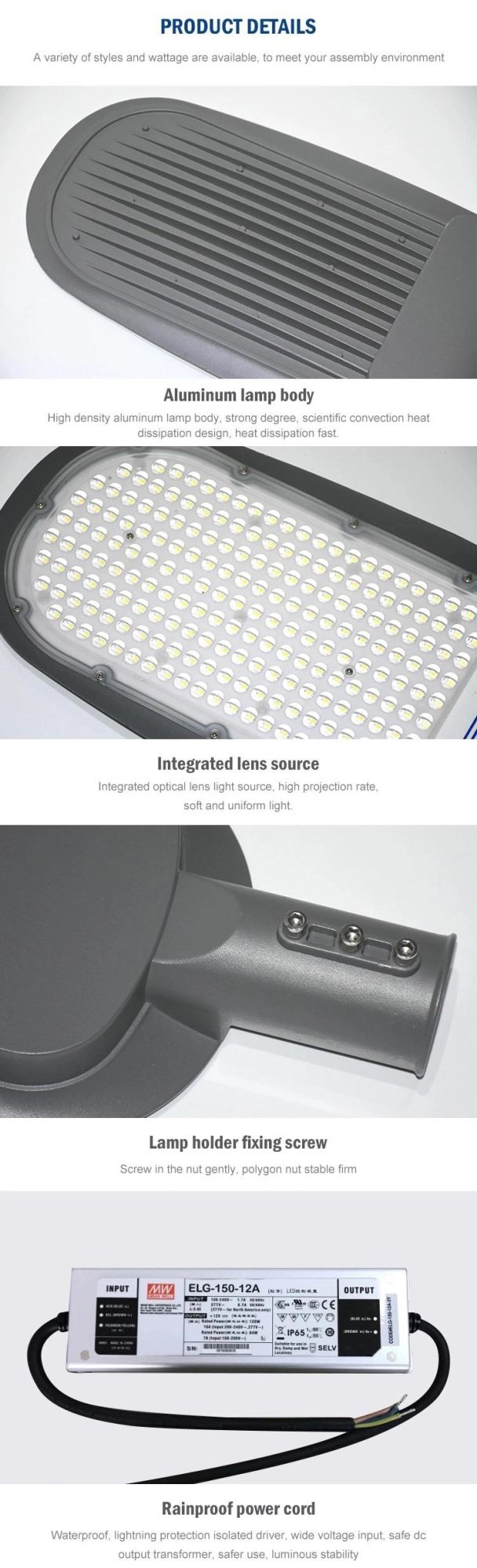 LED Street Light for Municipal Public Road Highway or Neighborhood Residential Yard