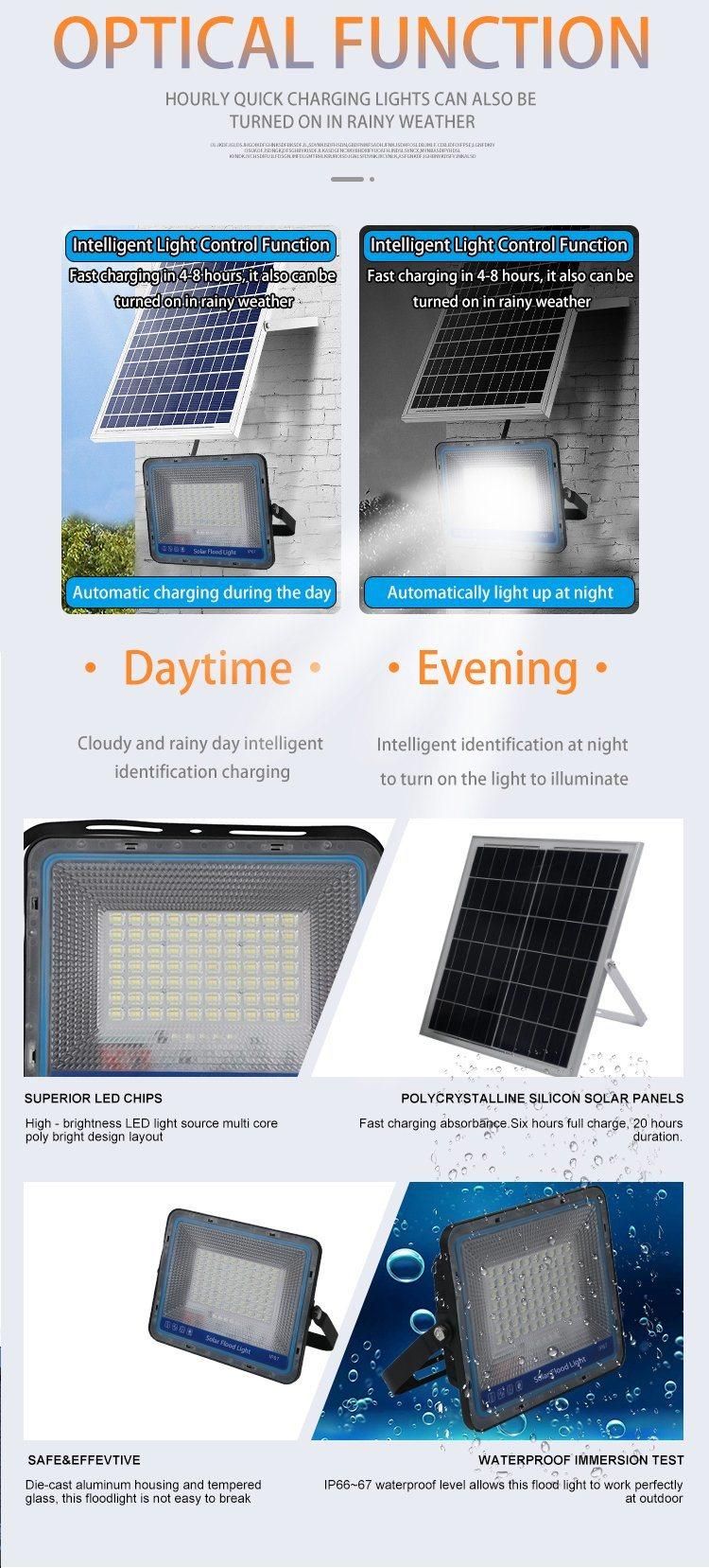 Waterproof IP67 Remote Control ABS 25W 40W 60W 100W 200W LED Solar Flood Light