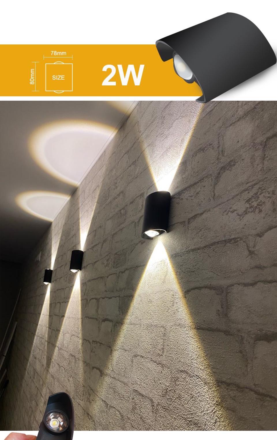 LED Wall Light Aluminum Decoration Interior Lighting up and Down Waterproof Wall Light Outdoor Garden Wall Lamp