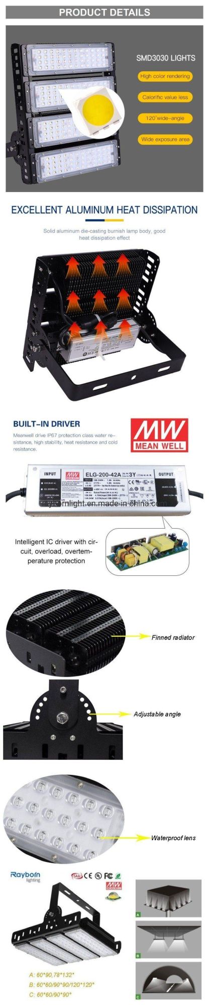 400W Outdoor Plaza High Mast Lighting Worked in Flootball Field Airport