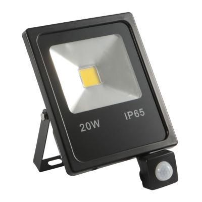 Warm White (3000K) Aluminum Waterproof LED Flood Light with Sensor 20W 100lm/W IP65