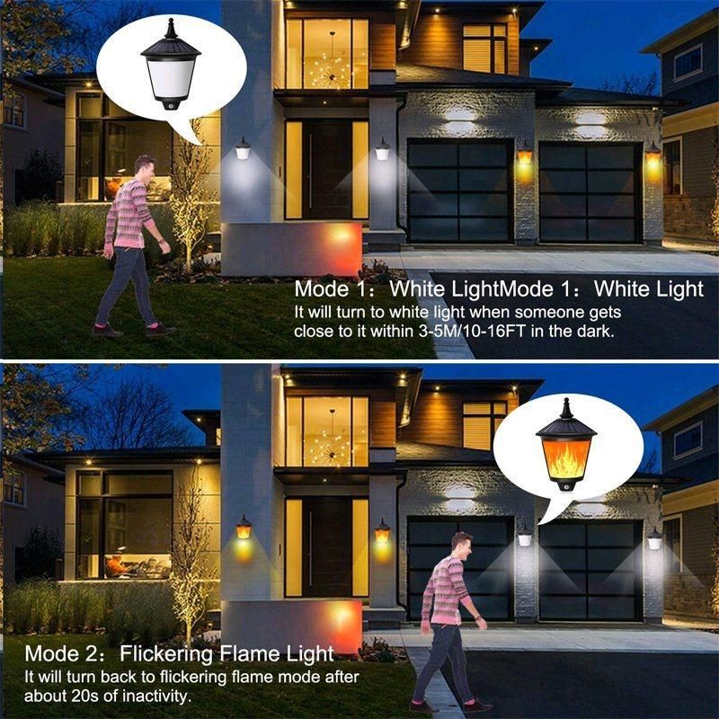 Yard Flickering Flames Wall Lights Outdoor Decorative Solar Flame Hanging Plastic Fire Moving LED Lantern Solar Light