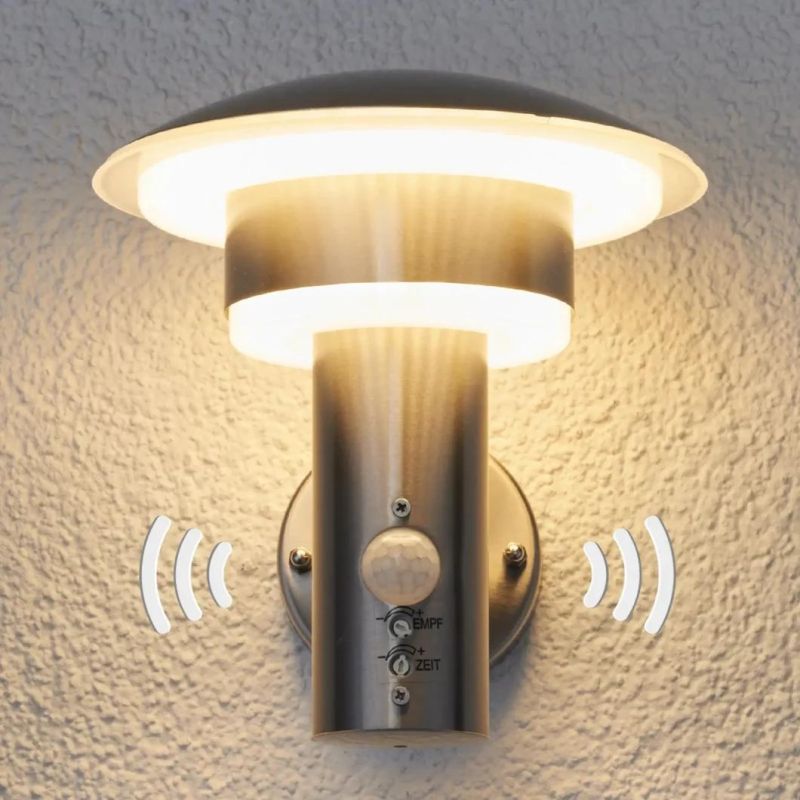 Stainless Steel and PC Diffuser LED Wall Lights with Sensor for Outdoor