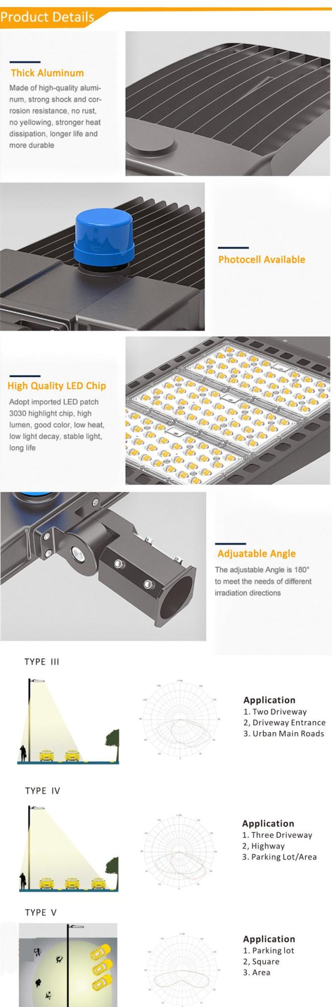 Project Professional 80W 100W 150W 200W 300W Security LED Street Lights with Sensor Outdoor Waterproof Street Lighting