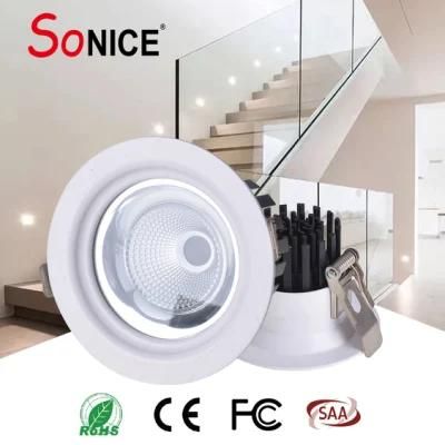 2700-6500K Long Life Span Isolated Driver High Lumen Anti-Glare 3-in-1 Color 15W LED COB Spotlight Panel Light Downlight Without Stroboscopic