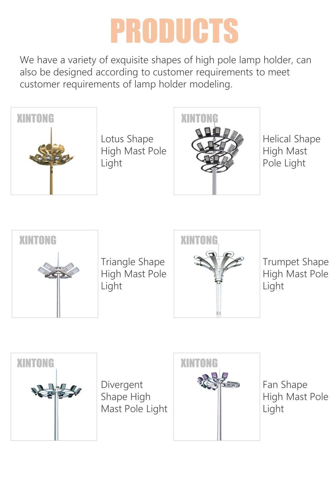 28m IP65 CE Hot DIP HDG Q235B Galvanized Round Conical Octagonal Waterproof Outdoor LED Solar Flood High Mast Lamp Light Lighting Pole with Artificial Ladder