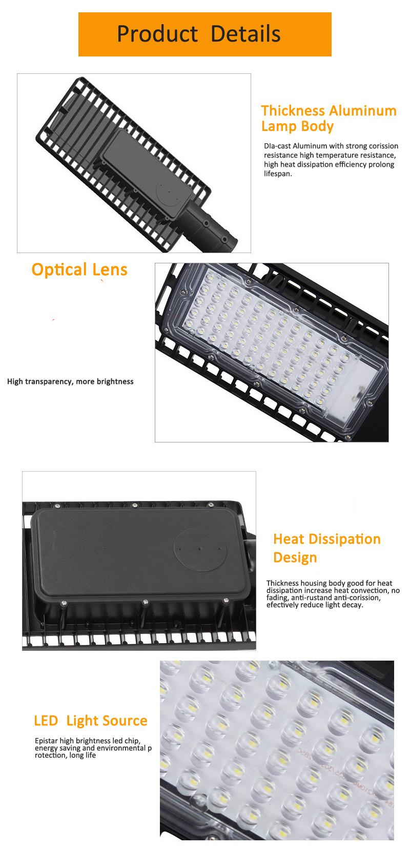 High Power Economical Waterproof Outdoor SMD Lens Sensor IP65 20W 30W 50W 100W 150W 200W 250W LED Street Light