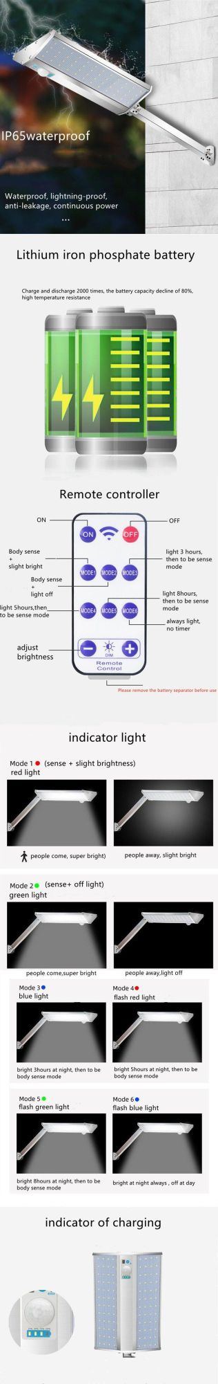 Remote Control IP65 Waterproof Aluminum Outdoor Road All in One LED Solar Street Light