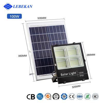 Lebekan Factory Wholesale Price Garden Square Park Decorative 60W 100W 200W Solar Power LED Flood Reflector Light