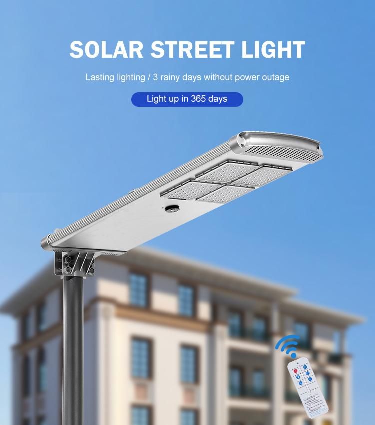 Outdoor Waterproof Road Lighting IP65 SMD 30 40 50 60 80 100 120 Watt All in One Solar LED Street Light