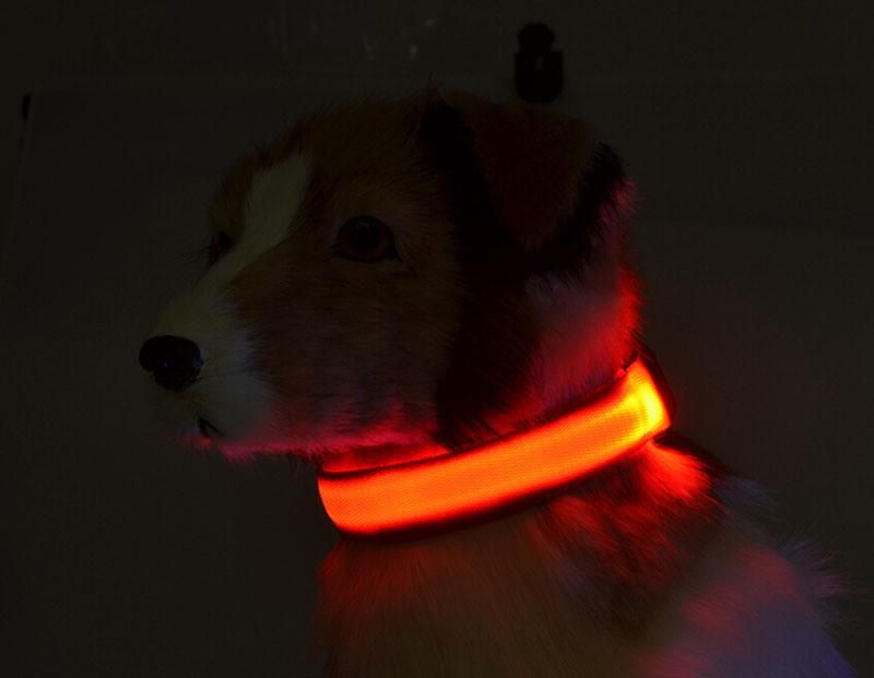 S M L Pet Dog Cat Anti Lost LED Necklace Safe Warning Flash Necklet Light Lock