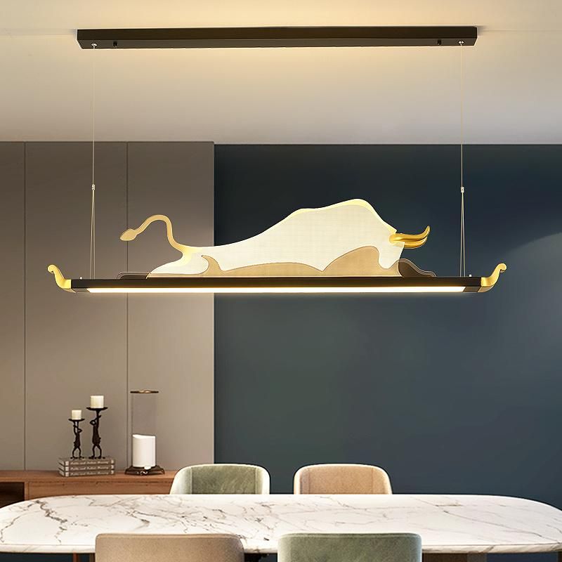 2022 Hot Fancy Copper Bull Shape Modern Hotel Decoration Crystal Pendant Light