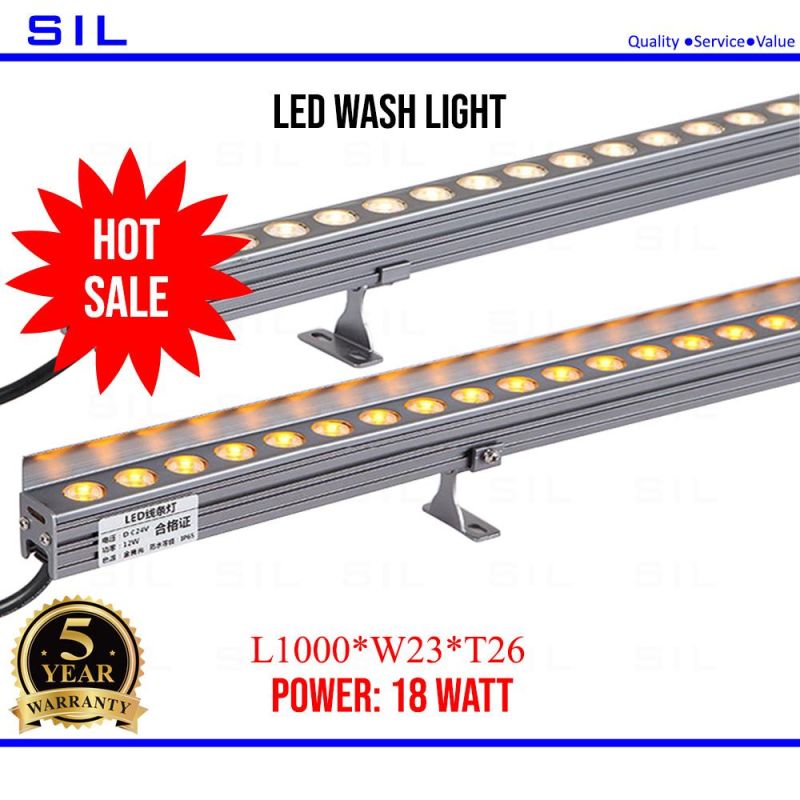 LED Linear Light DMX512 Control Available Aluminum Alloy IP65 18W Outdoor Wall Mounted Light RGB LED Wall Washer Lighting