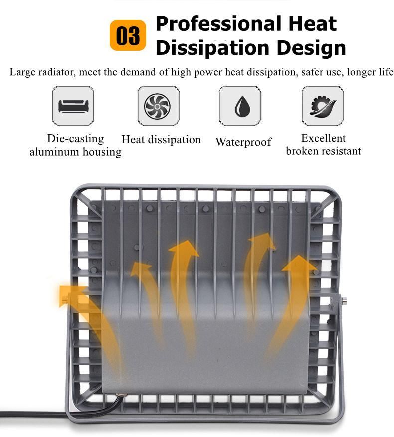 Outdoor Optical Sensor 300W LED Solar Flood Light for Garden