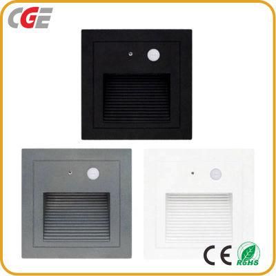 Modern Smart PIR Motion Sensor Photosensitive 86*86 Square 3W LED Stair Step Wall Lights for Kitchen LED Under Cabinet Light