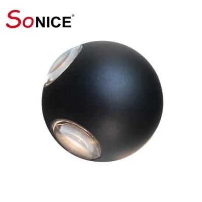 High Luminous Household Hotel Corridor Garden Die Casting Aluminium Ball Shape Outdoor LED Wall Lamps