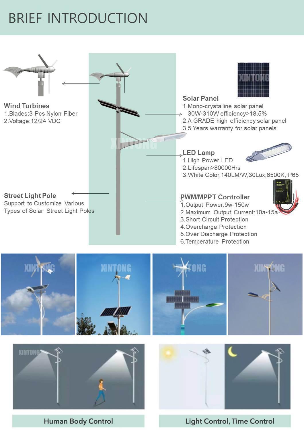 20W-100W Outdoor LED Solar Street Light with Pole