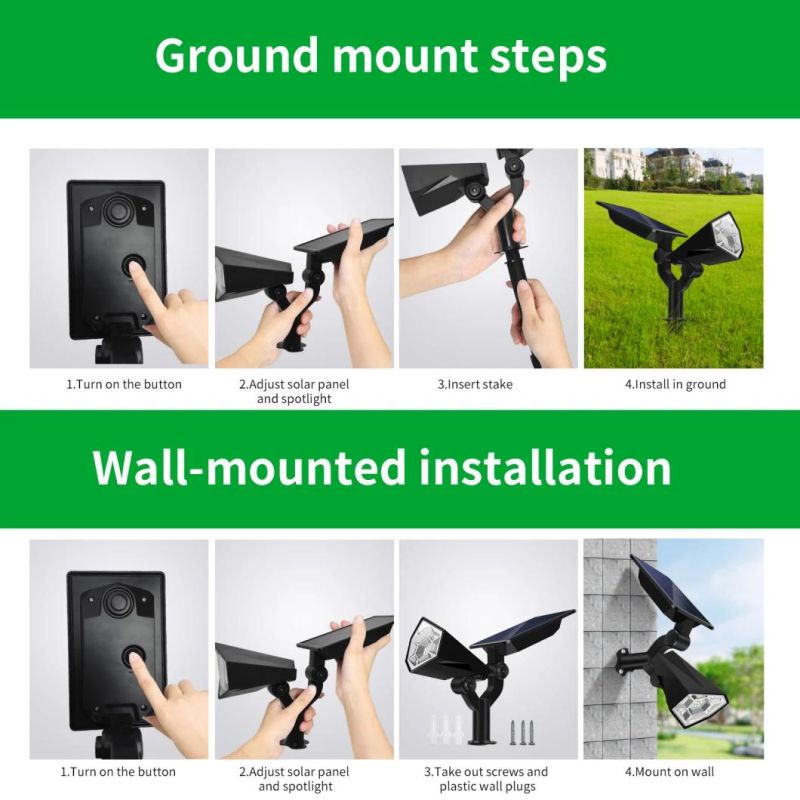 High Efficient 3000K/6000K/RGB Dimming Outdoor LED Solar Garden Light Lamp Waterproof Solar Lawn Light Wall Garden Solar Powered