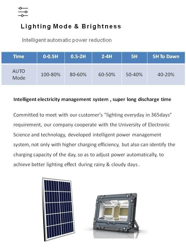 Solar LED Floodlight Time Controlled Light-Operated and Control Polycrystal