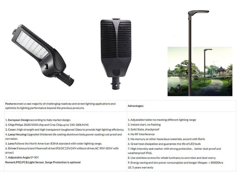 High Performance Holder IP65 Waterproof Outdoor 30W 50W 80W 100W Project LED Street Lamp