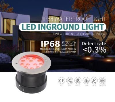 Manufacturers 12W High Voltage IP68 LED Ground Lights Stainless Steel LED Lights