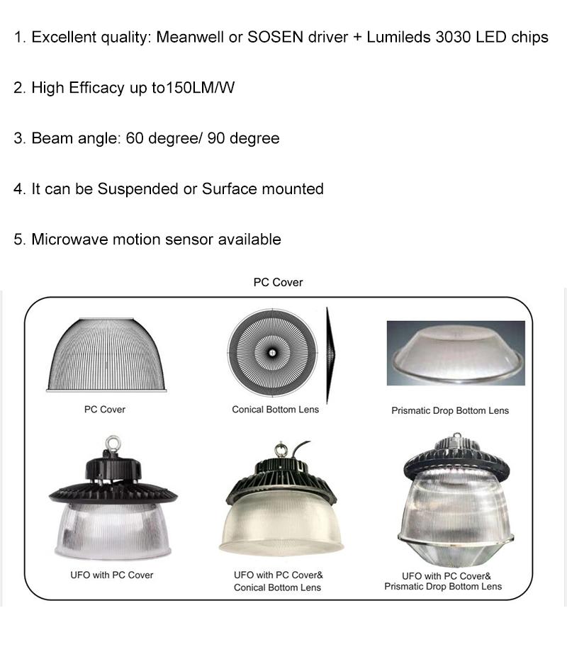 LED UFO with PC Cover for Indoor Stadium Lighting