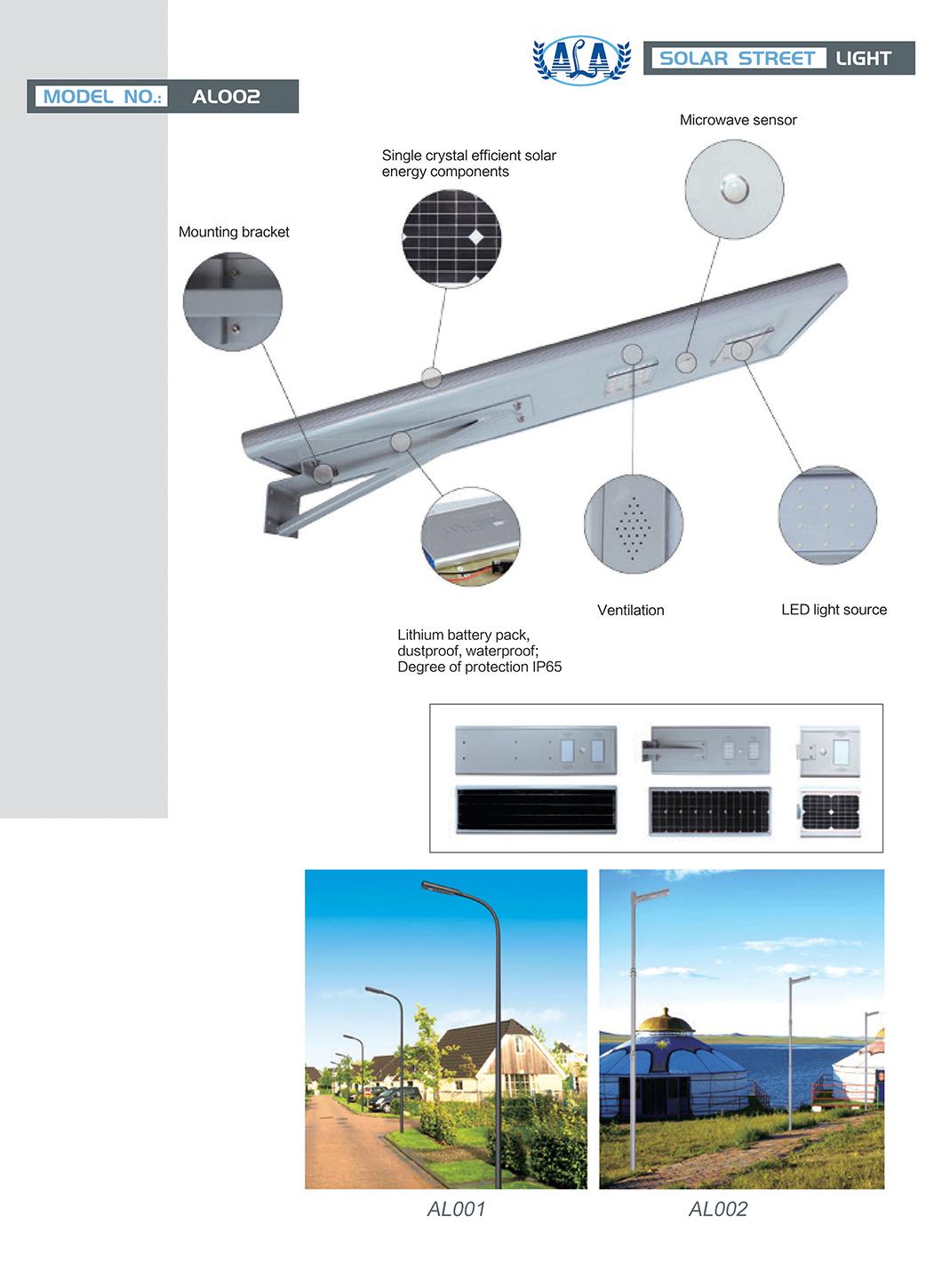 Ala IP65 Waterproof Outdoor 30W 60W 80W 100W 120W LED Solar Panel Power Street Light with Aluminum