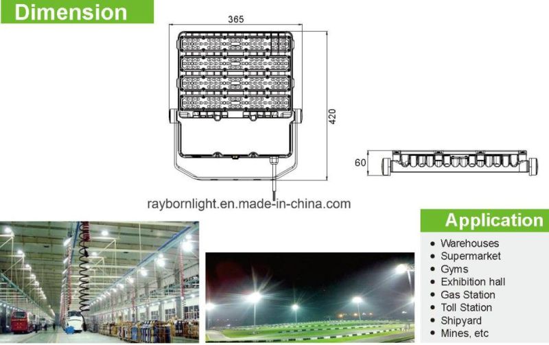 80X140degree Asymmetric Lens 150lm/W IP65 Waterproof 200W LED Flood Light Reflector