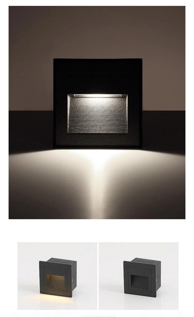 Small Size Square Design Modern Style 3W LED Wall Stair Recessed Step Light