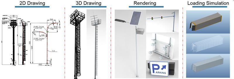 20m~40m High Mast Light Steel Pole