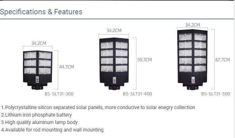 Bspro Remote Control IP65 All in One Lamp ABS Pole Lights Outdoor Solar Street Light