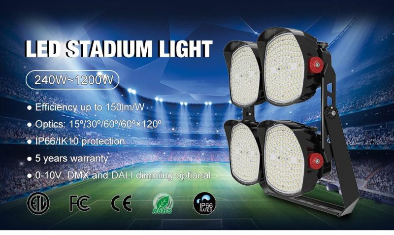 LED 500 Watt Flood Lighting 2700K-6500K Color Temperature IP66 Waterproof Stadium Flood Light