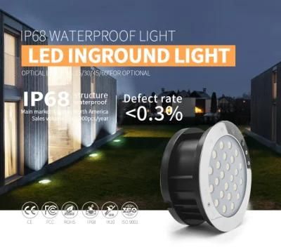 6500K Warm White IP68 Structure Waterproof 316L Stainless Steel Park LED Landscape Ground Light