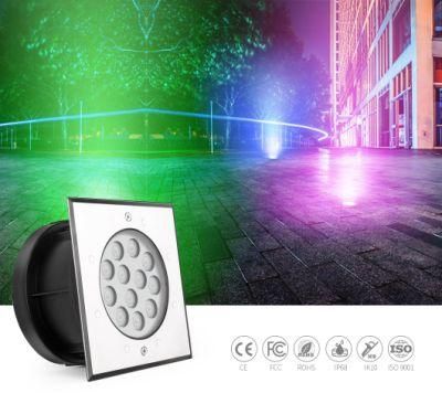 DMX512 Control 12W DC24V LED Underwater Light SS316L Stainless Steel LED Ground Light Pool Lighting