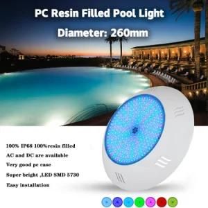 2020 Hot Sale Switch Control 12V 18W Nichless Flat Wall Mounted Resin Filled LED Swimming Pool Light with Edison LED Chip