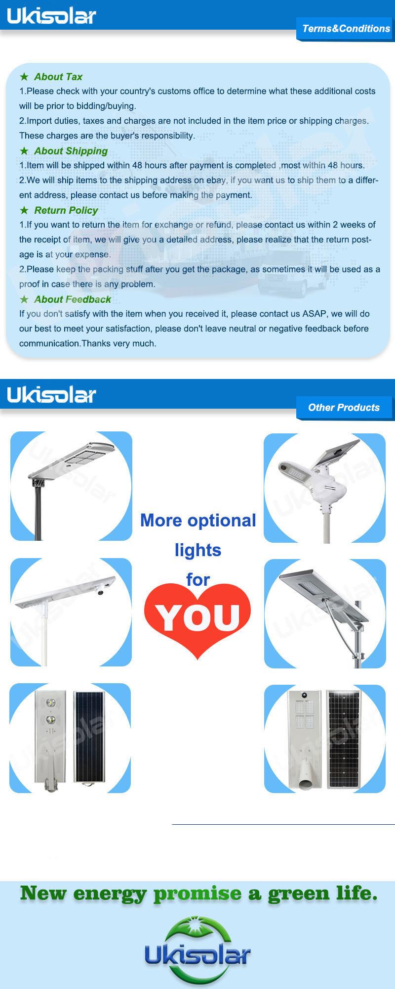 Ukisolar Factory Somalia Niger Benin Ghana 100W 120W Solar Light Outdoor