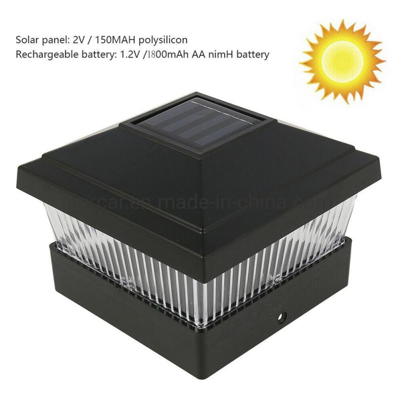 Wholesale Quality LED Post Decoration Lighting Outdoor Garden Waterproof Square Black Landscape Post Cap Lamp Solar Powered LED Garden Light