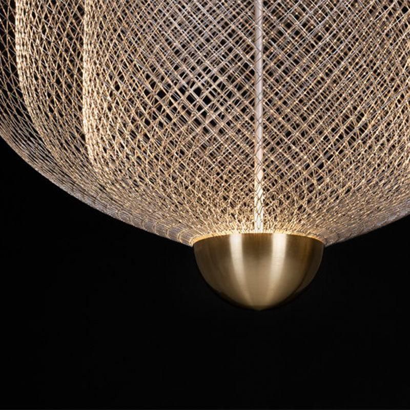 2022 Modern Iron Mesh LED Pendant Lamp Brass Chrome Hanging Ceiling Lighting Chandelier Pendant Light