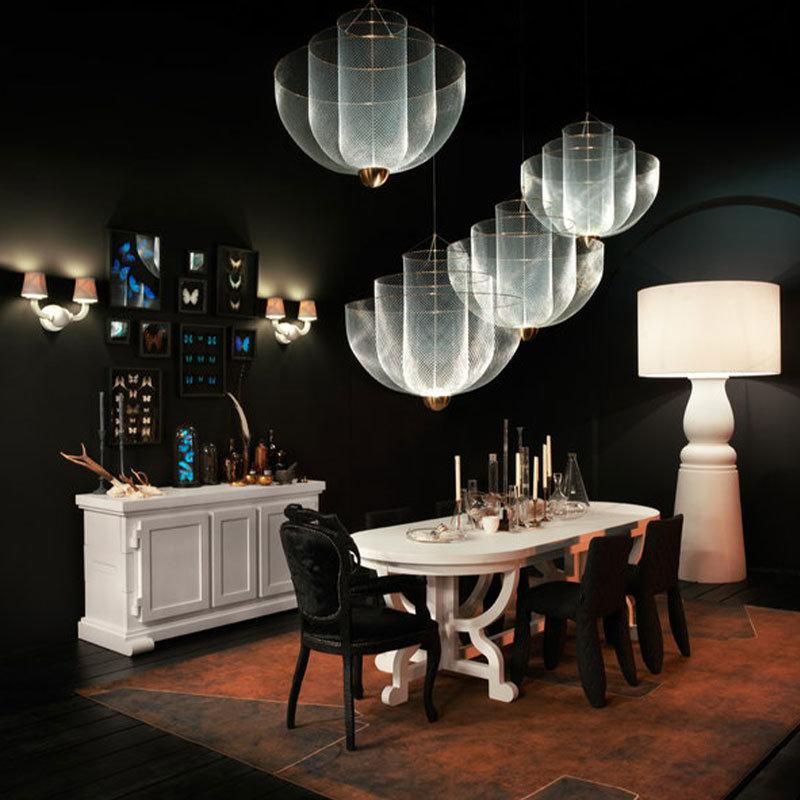 2022 Modern Iron Mesh LED Pendant Lamp Brass Chrome Hanging Ceiling Lighting Chandelier Pendant Light