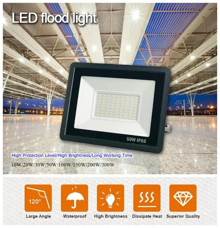 50W LED Flood Light Waterproof IP66 3000-6500K AC100-265V High Lumen Advertising Lamp