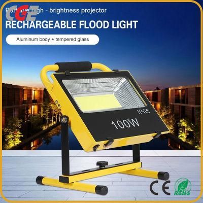 Rechargeable Portable 20W/30W/50W/100W/150W LED Flood Light Work Light for Outdoor Lighting IP65 Waterproof
