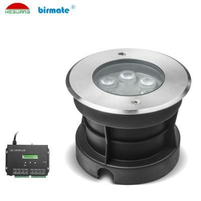 RGB DMX512 Control Round Recessed Outdoor IP68 Waterproof Garden Lamp Underground Light