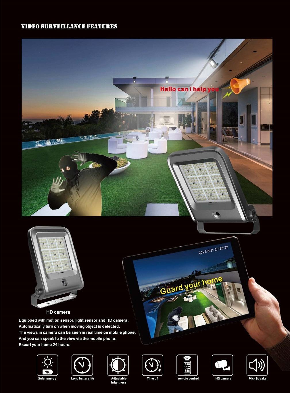 Solar Lamp Outdoor LED Garden Light with Intelligent Human Body Induction Lighting Camera