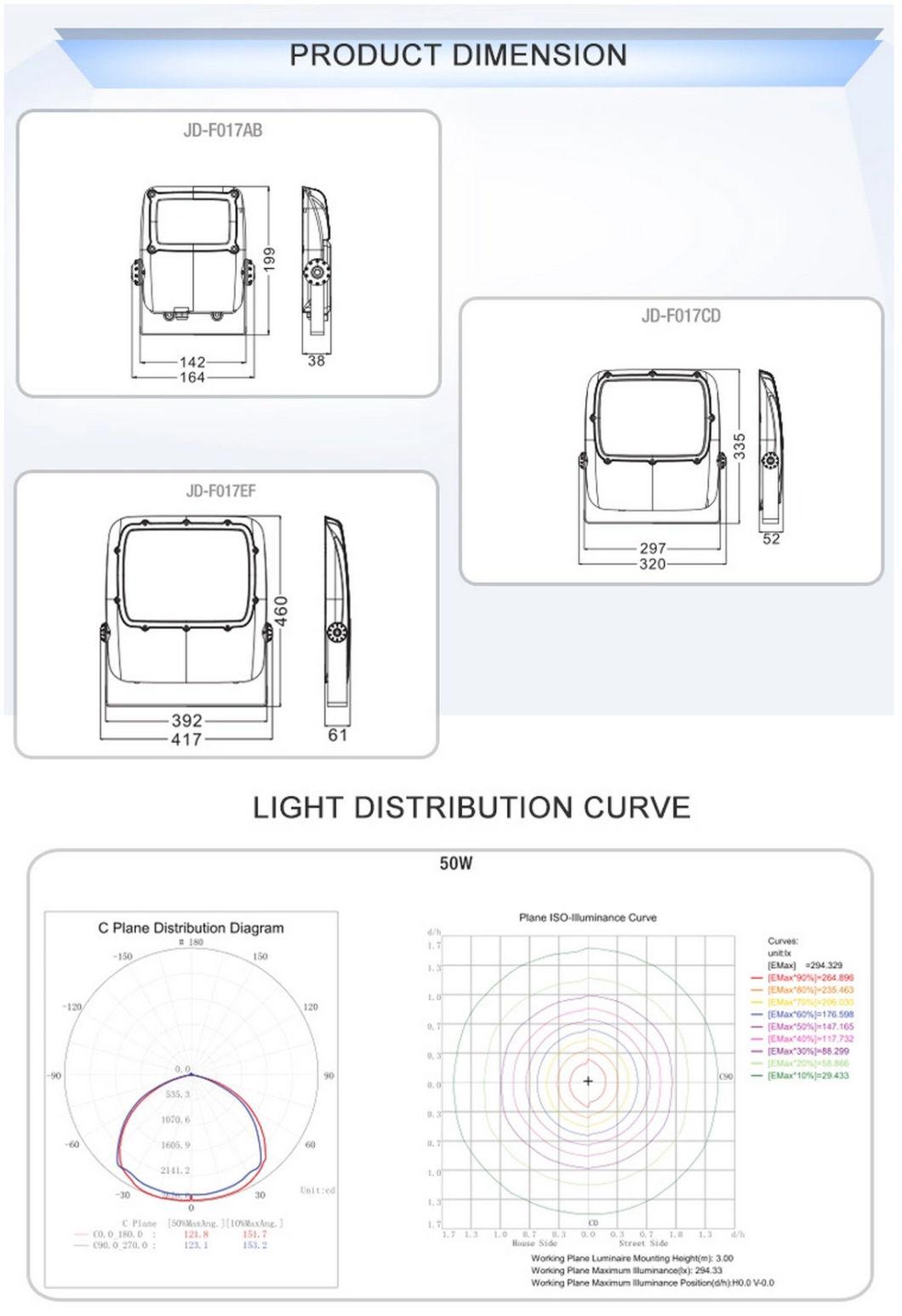 High Lumens Bridgelux COB Meanwell Driver Outdoor Waterproof IP65 50W 100W