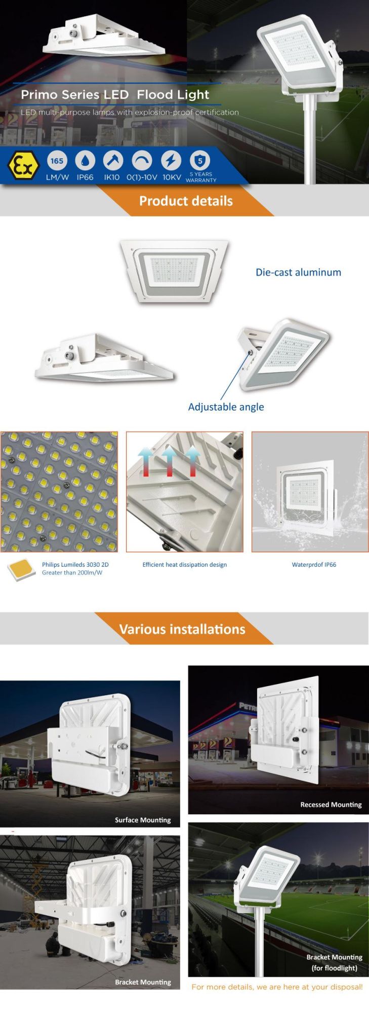 Atex Approved Motion Sensor Flood Lights Outdoor 150 Watt