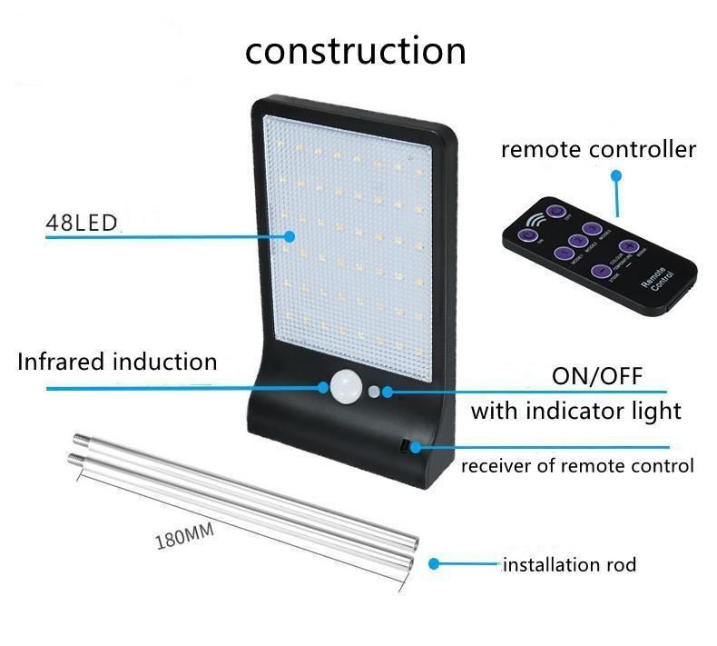 Solar Street Lights Outdoor IP65 450lm Wireless Waterproof Motion Sensor All in One Solar Street Lights