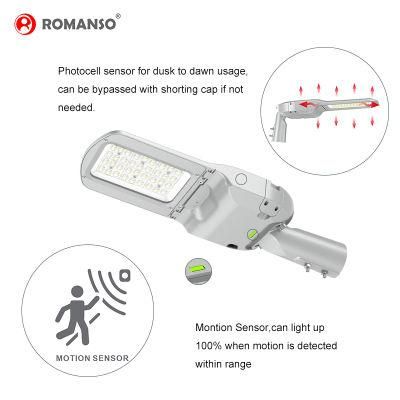 Montion Sensor Dusk Sensor Hot Selling 50000hrs 6000K Streetlight LED Road Lamp IP66