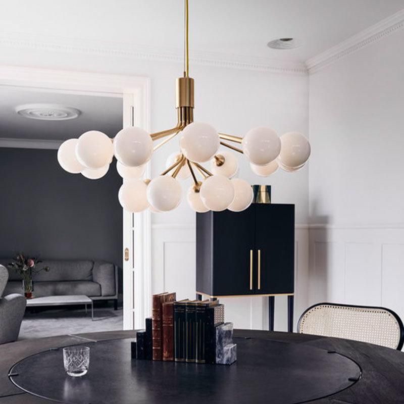 2022 Nordic Metal Glass Ball Magic Bean Lamp Living Room Chandelier Bouquet Decoration Pendant Light