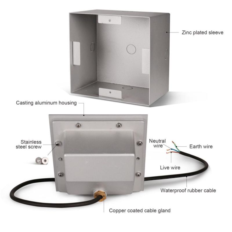 LED Step Light Die-Casting Aluminum Housing 2W 6W Stairway Light with Mounting Sleeve