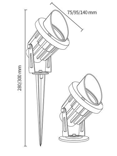 Customized Ground Stake Wall Mounted Outdoor Garden Light 3W 5W 7W 9W 12W Garden Spot Light